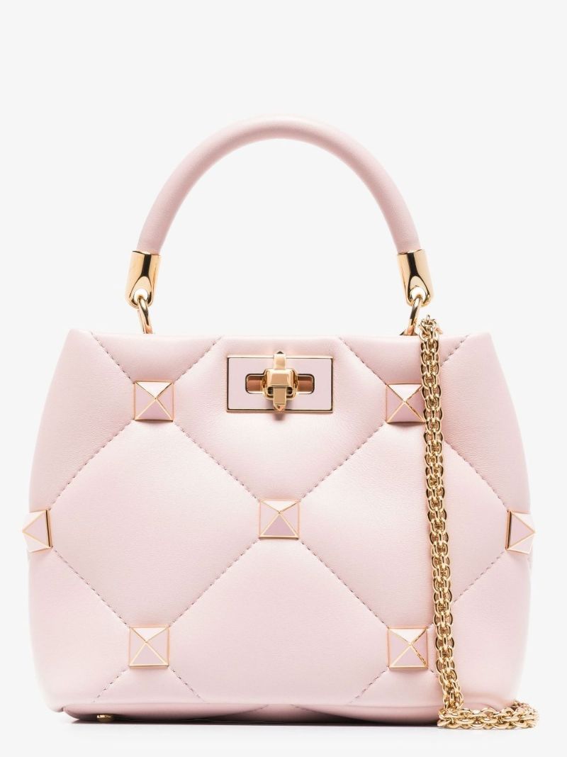 Pink Small Roman Stud the Handle Shoulder Bag