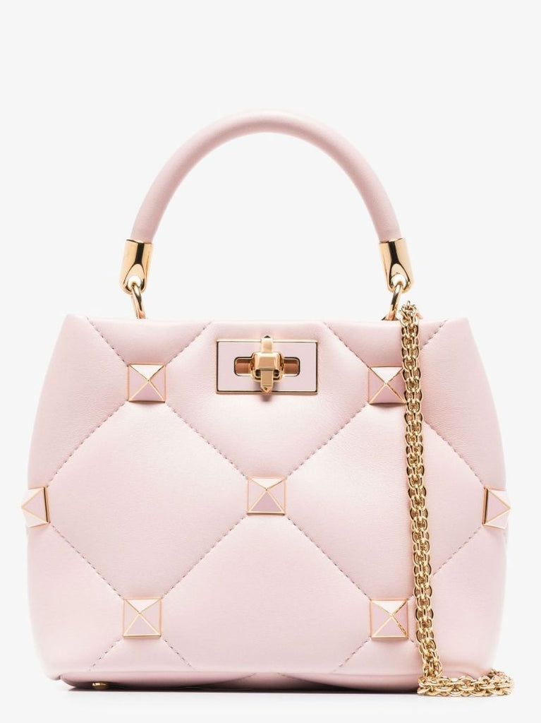 Pink Small Roman Stud the Handle Shoulder Bag