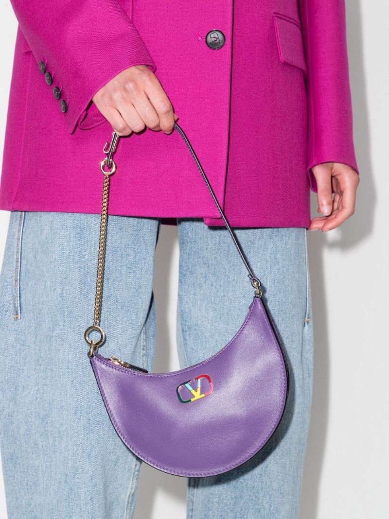 Purple Vlogo Signature Mini Leather Shoulder Bag