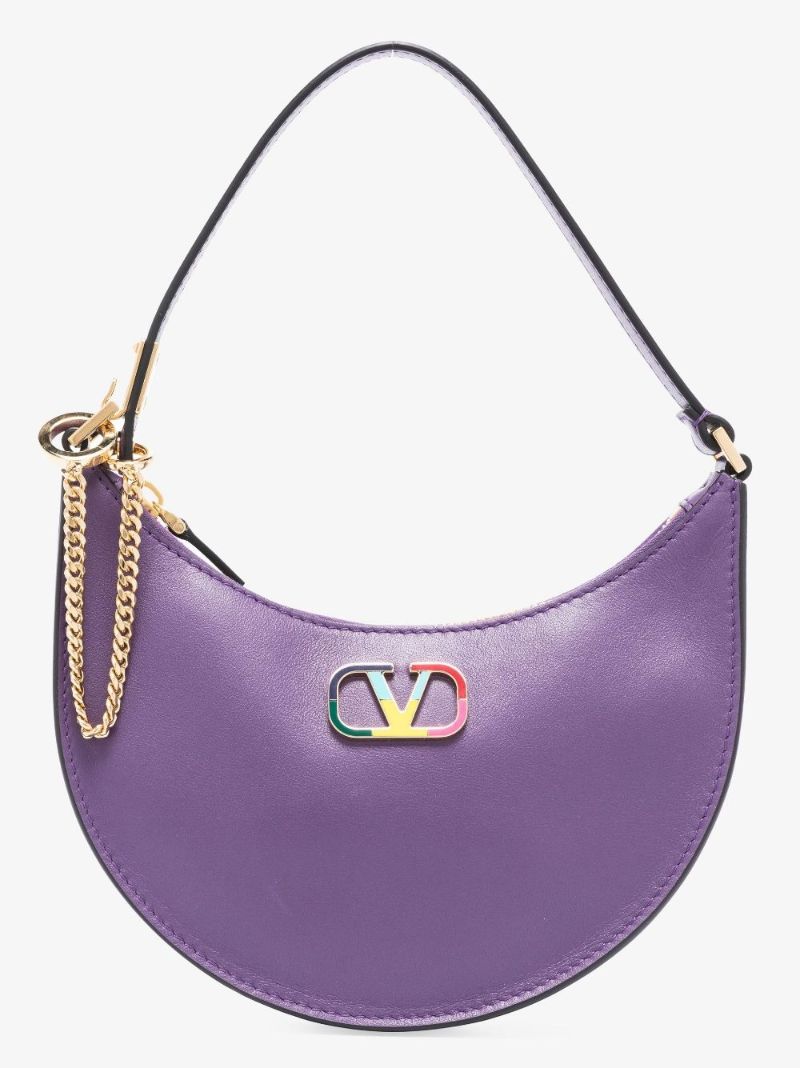 Purple Vlogo Signature Mini Leather Shoulder Bag