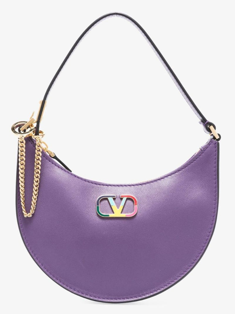Purple Vlogo Signature Mini Leather Shoulder Bag