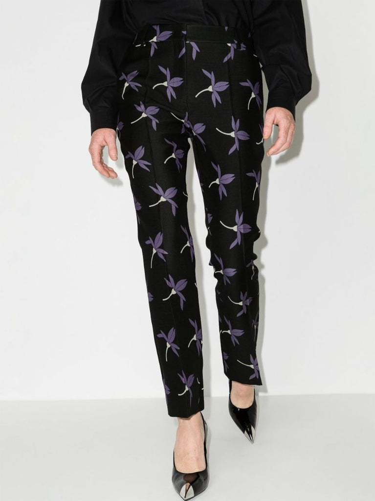 Black Valentino Fairy Flowers CrÃ_x0083_Âªpe Trousers