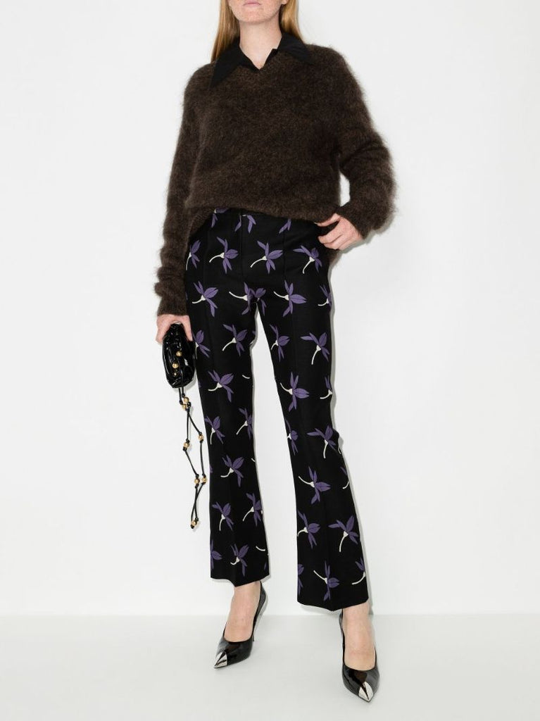 Black Valentino Fairy Flowers CrÃ_x0083_Âªpe Trousers