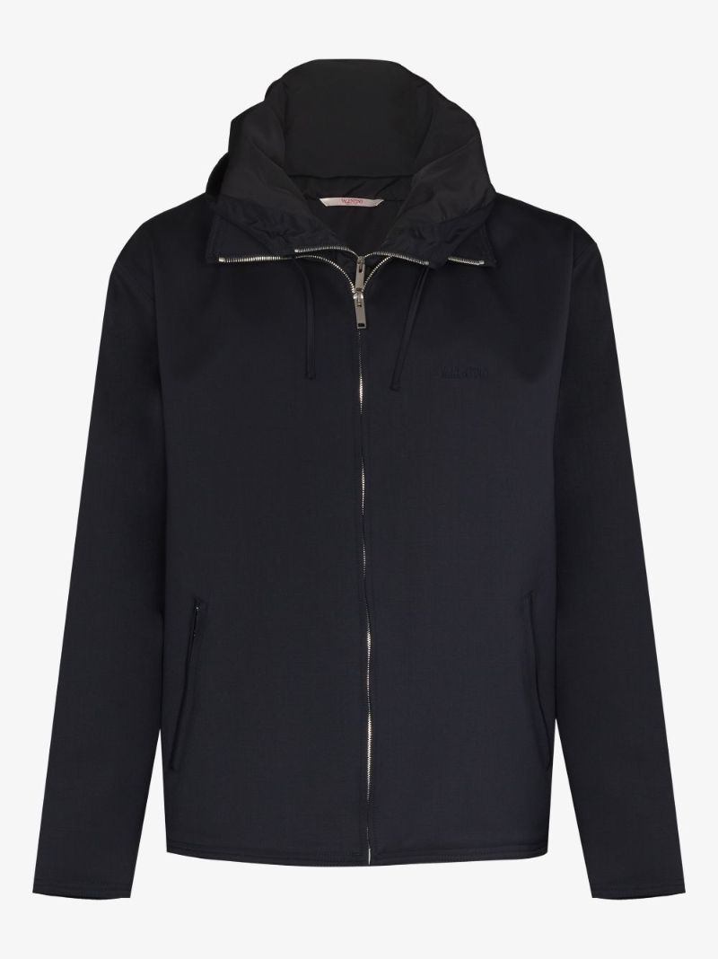 Zip-up Hooded Wool Jacket