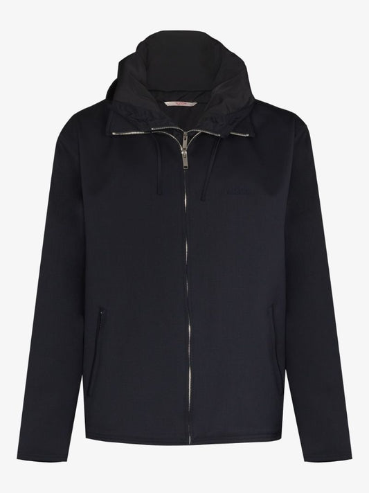 Zip-up Hooded Wool Jacket