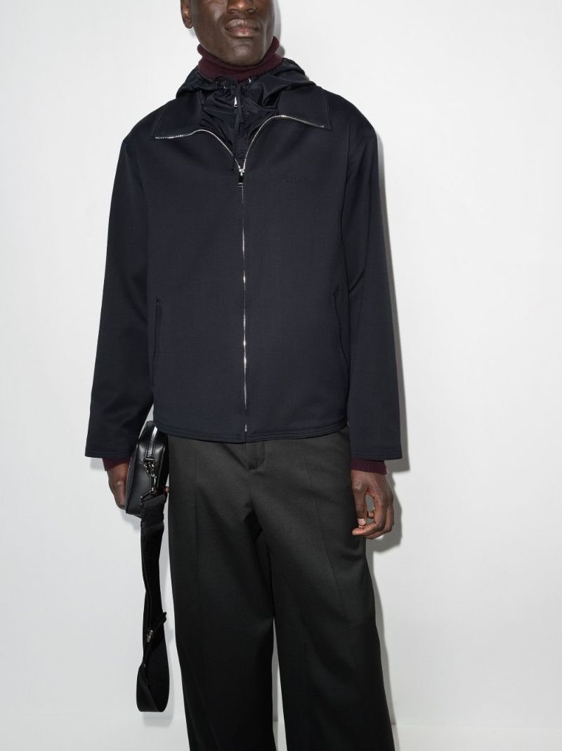 Zip-up Hooded Wool Jacket