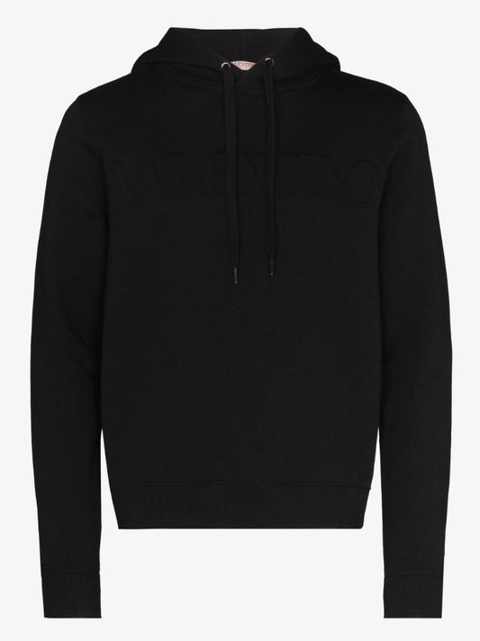 Black Logo Cotton Hoodie