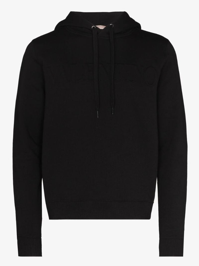 Black Logo Cotton Hoodie