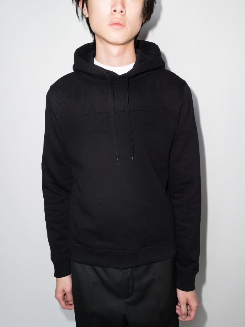 Black Logo Cotton Hoodie
