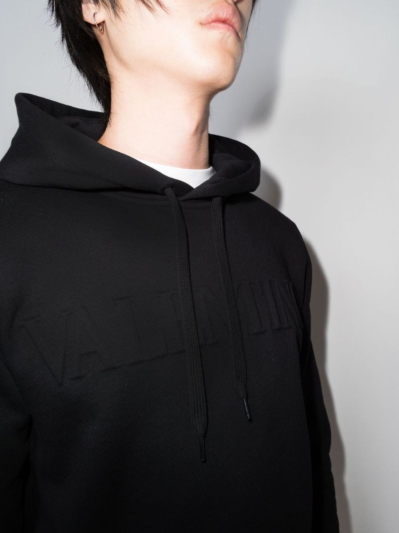 Black Logo Cotton Hoodie