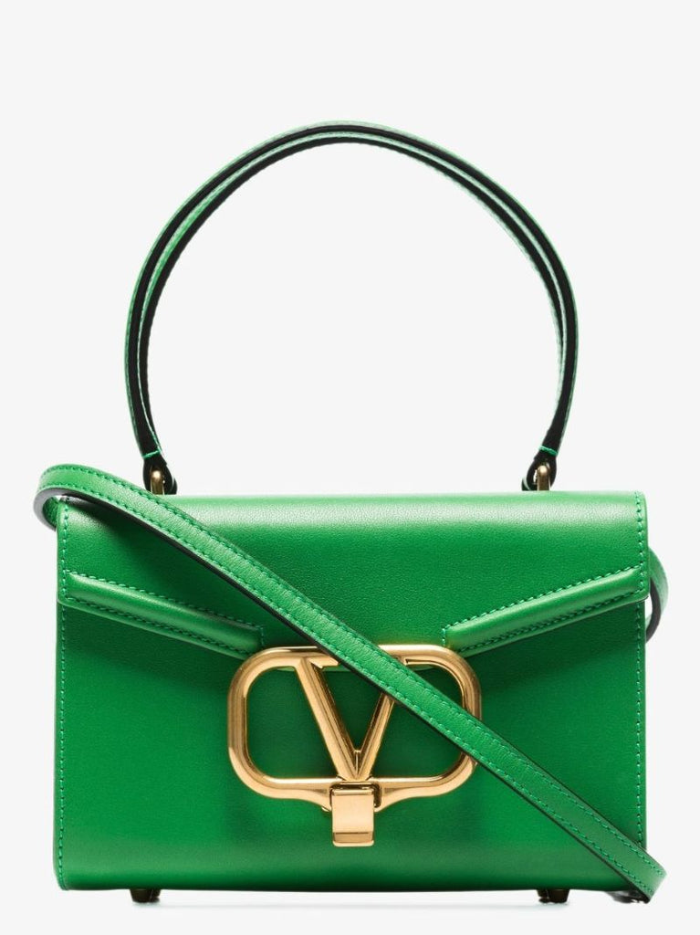 Green Vlogo Leather Box Mini Bag