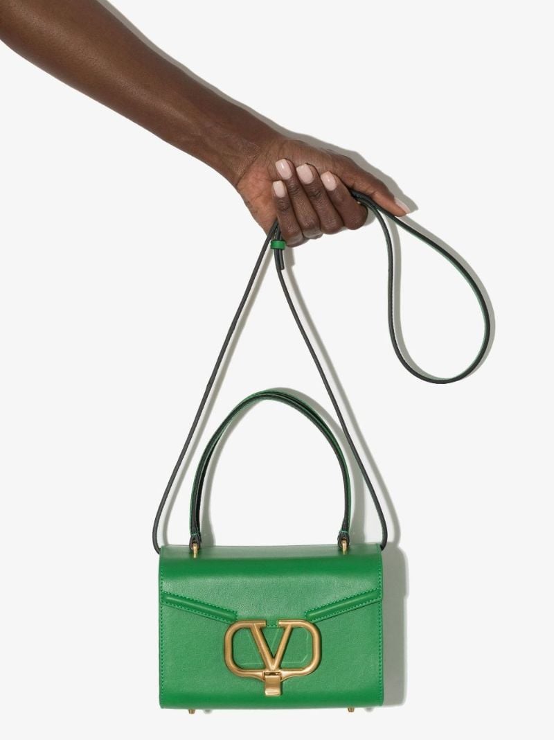 Green Vlogo Leather Box Mini Bag