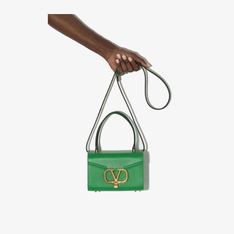 Green Vlogo Leather Box Mini Bag