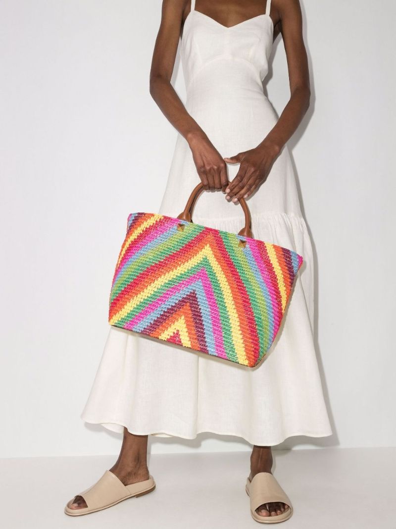 Multicoloured Summer Chevron Raffia Tote Bag