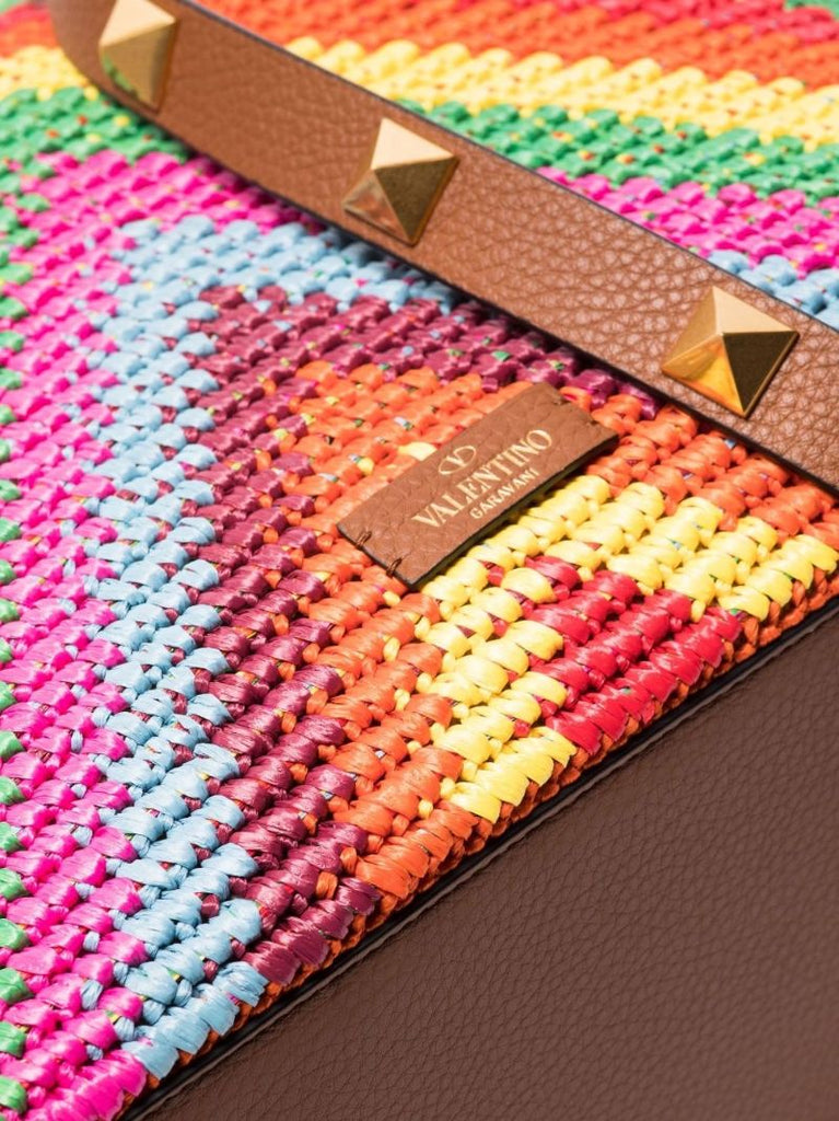 Multicoloured Summer Chevron Raffia Tote Bag