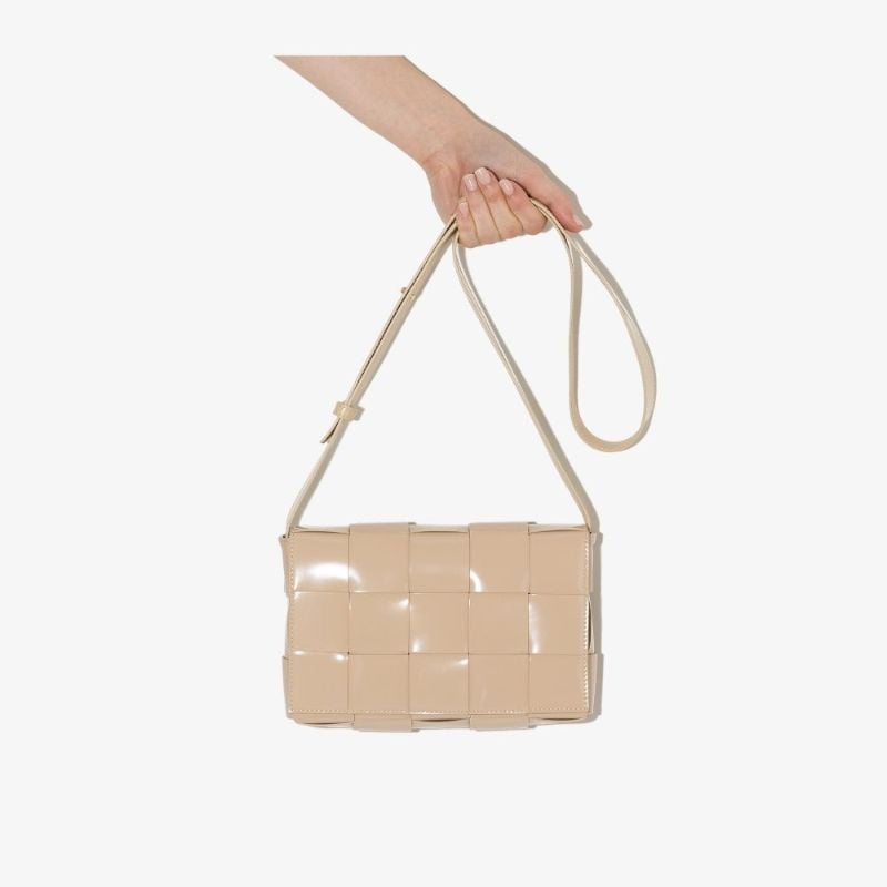 Beige Cassette Leather Shoulder Bag