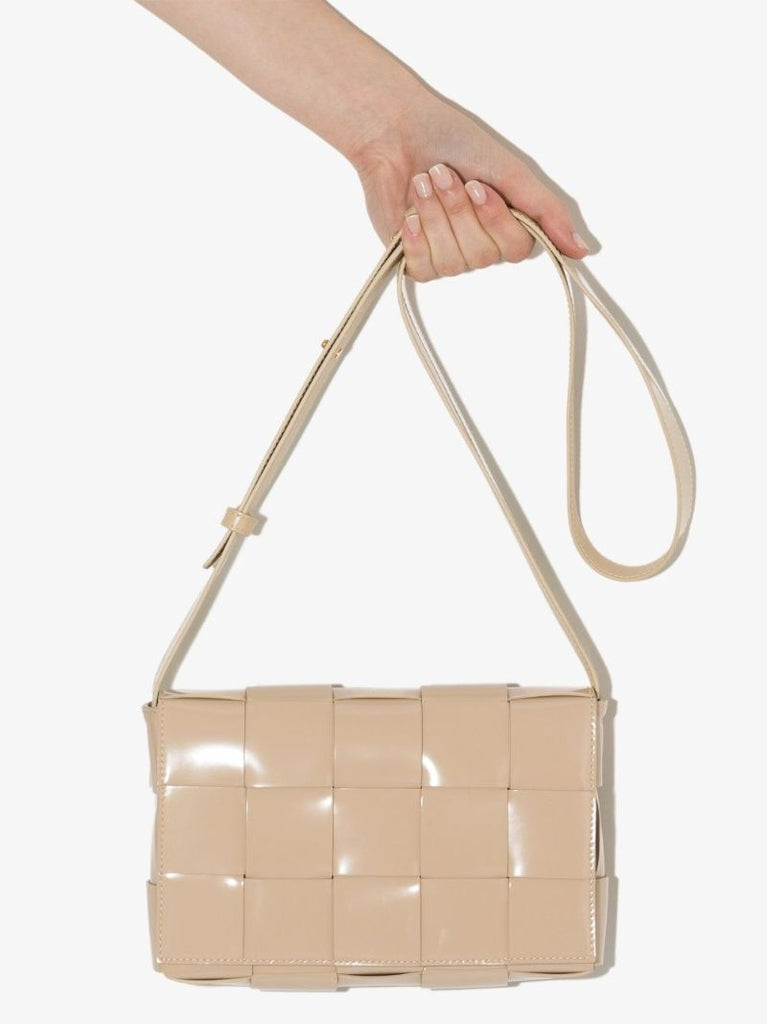 Beige Cassette Leather Shoulder Bag