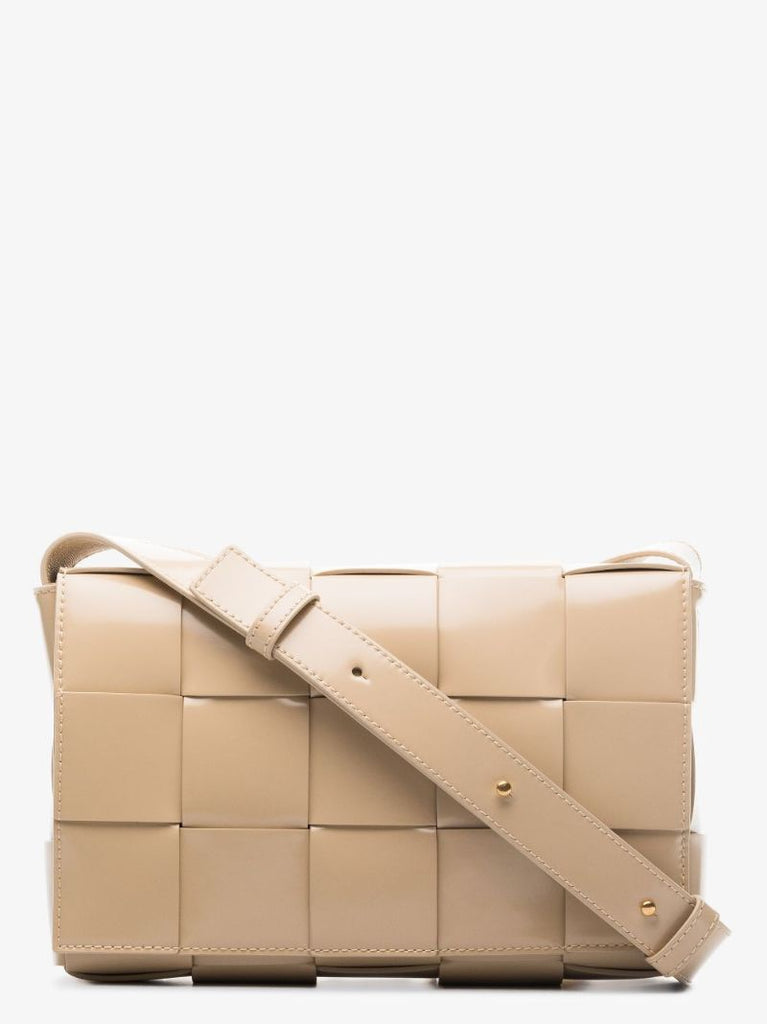 Beige Cassette Leather Shoulder Bag