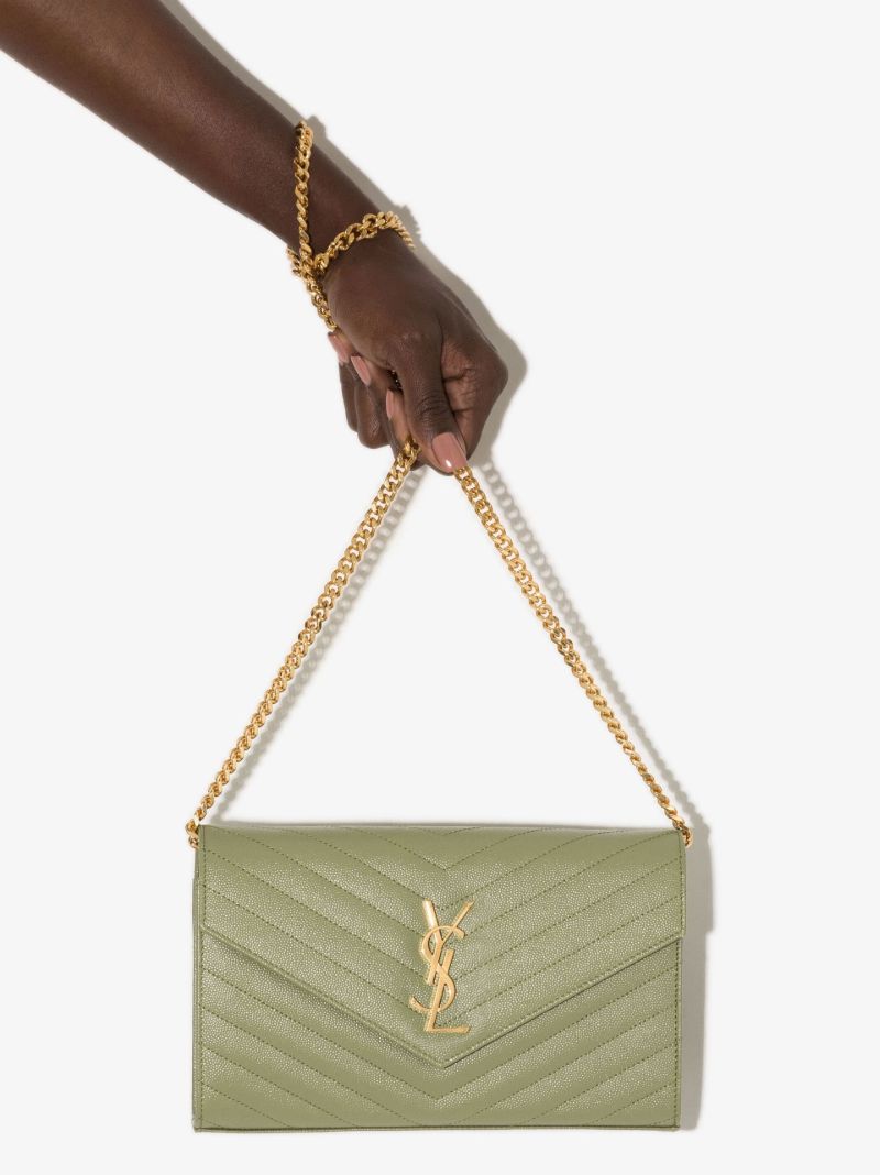 Green Monogram Leather Chain Wallet