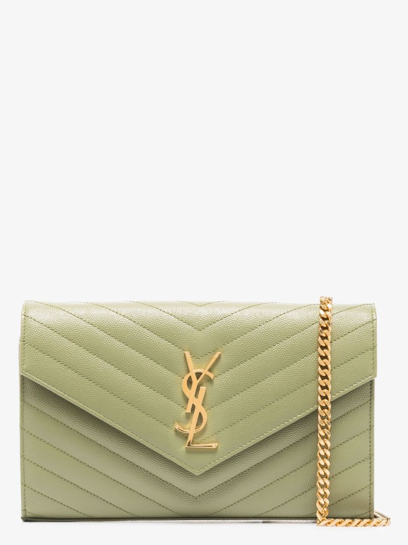 Green Monogram Leather Chain Wallet