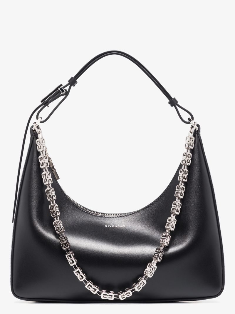 Black Moon Cut Small Leather Shoulder Bag