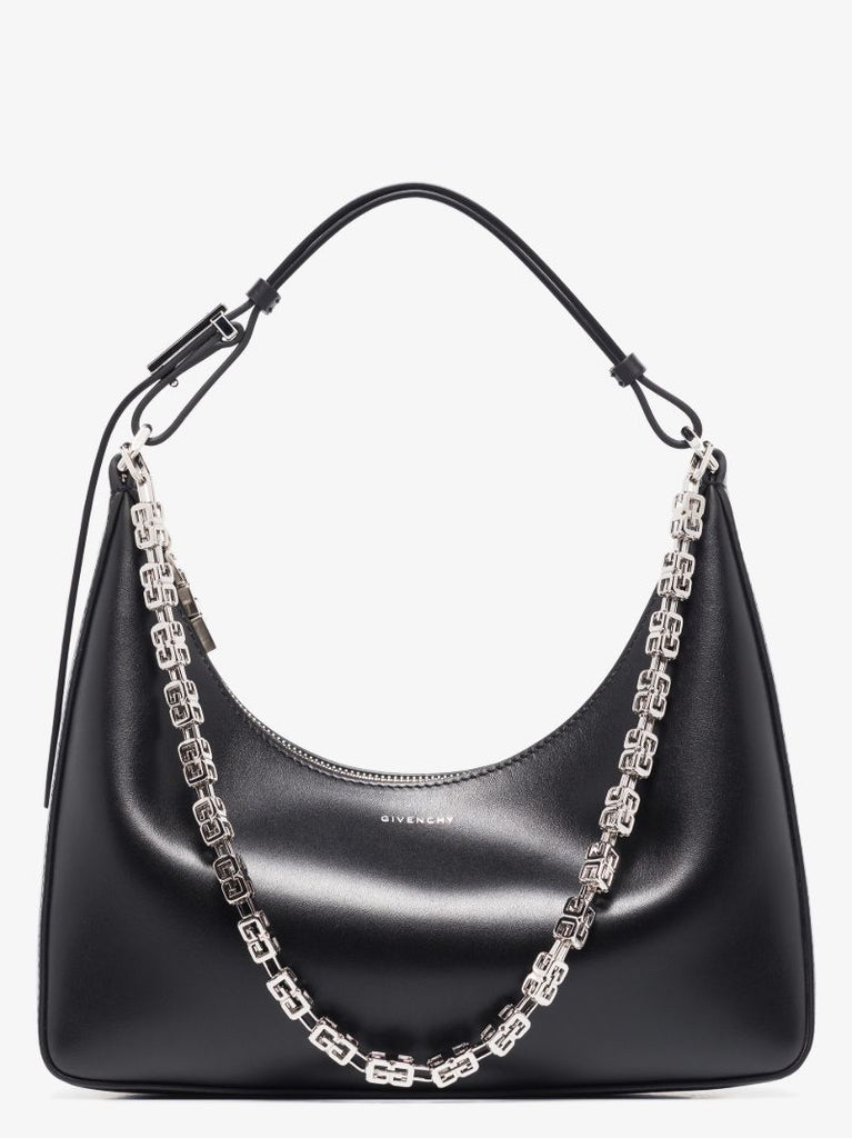 Black Moon Cut Small Leather Shoulder Bag