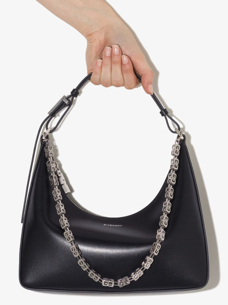 Black Moon Cut Small Leather Shoulder Bag
