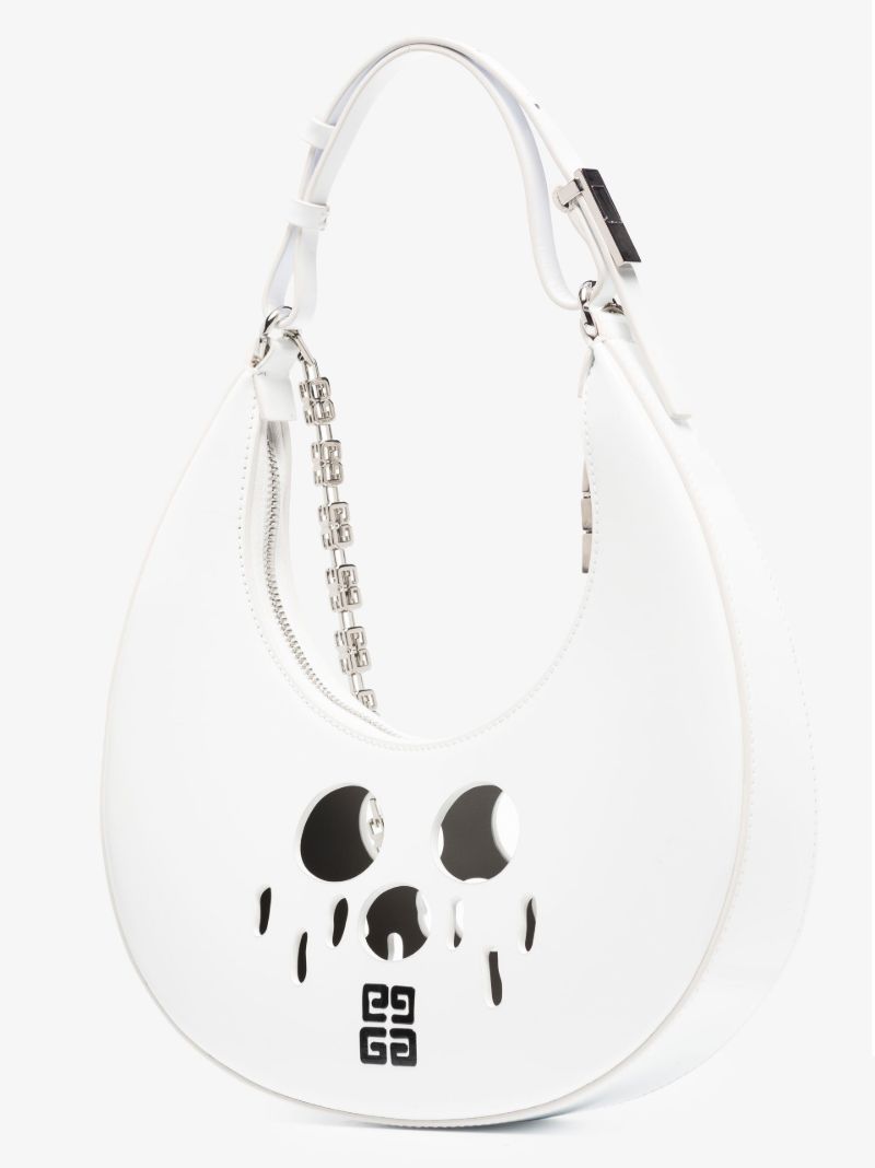 White Moon Cut Hobo Leather Bag