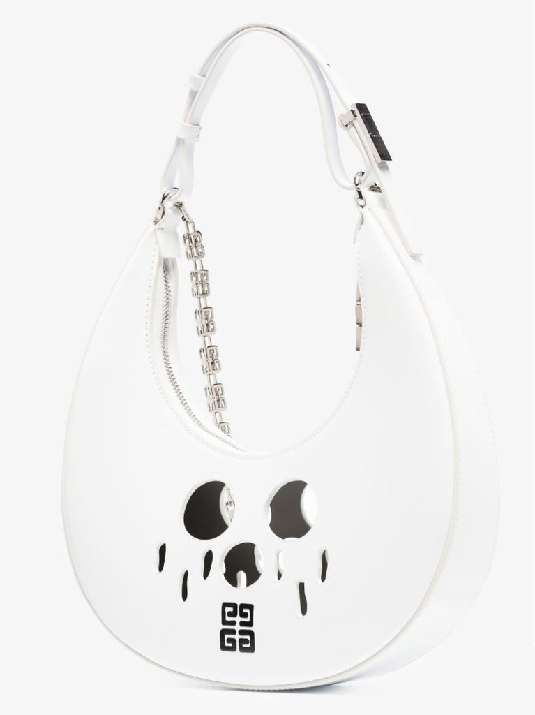 White Moon Cut Hobo Leather Bag