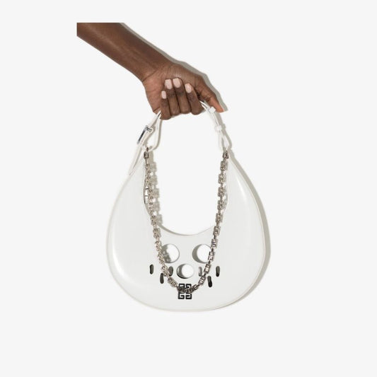 White Moon Cut Hobo Leather Bag