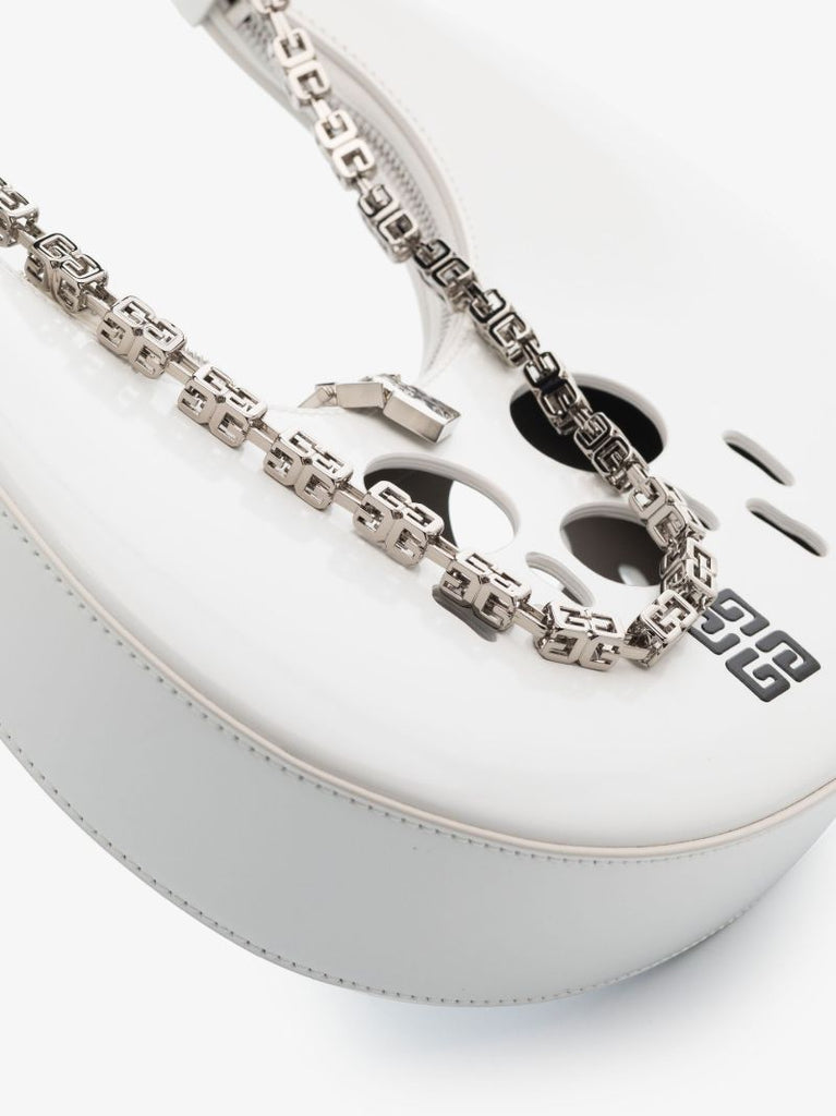 White Moon Cut Hobo Leather Bag