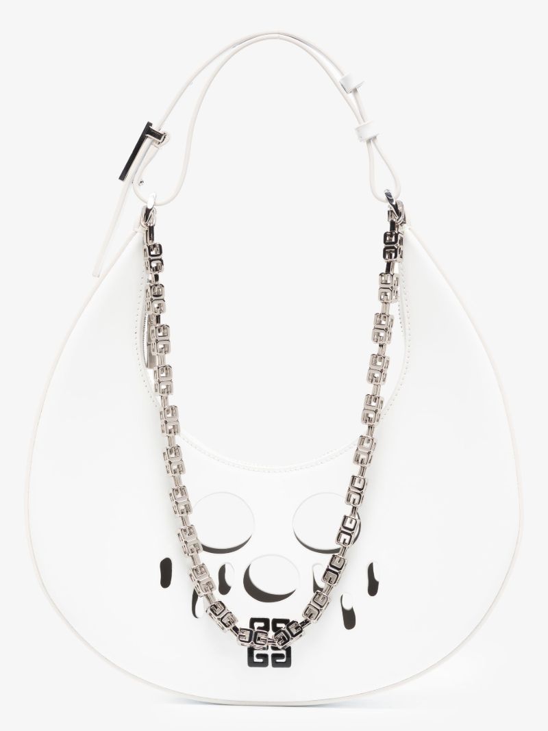 White Moon Cut Hobo Leather Bag