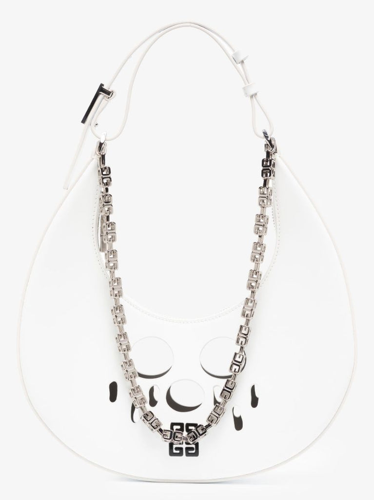 White Moon Cut Hobo Leather Bag