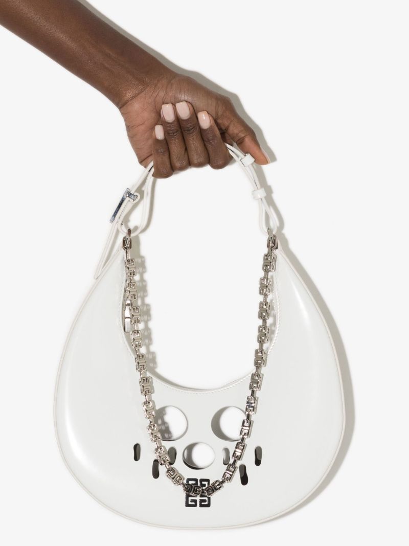 White Moon Cut Hobo Leather Bag