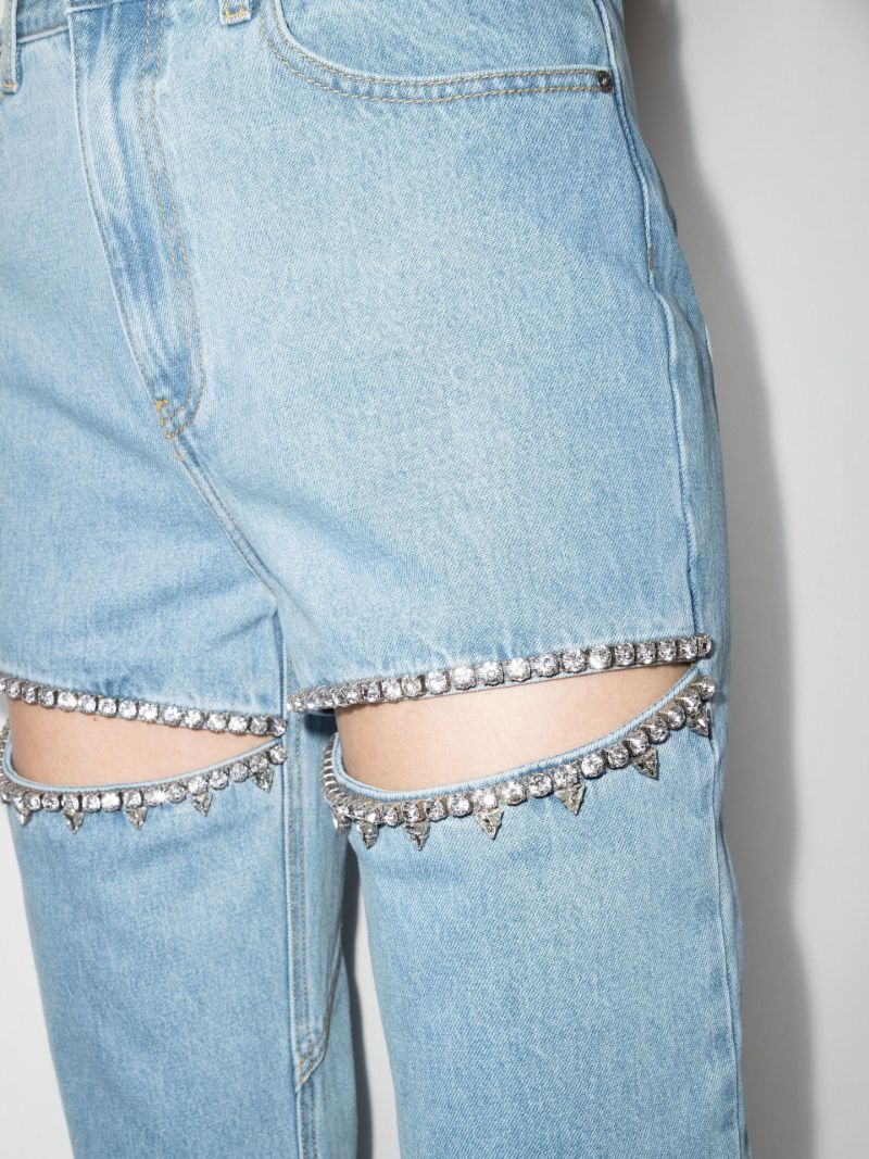 Crystal Slit Wide Leg Jeans