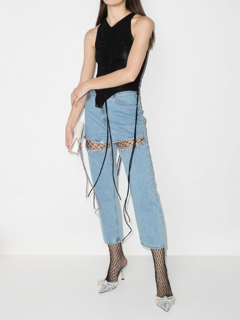 Crystal Slit Wide Leg Jeans