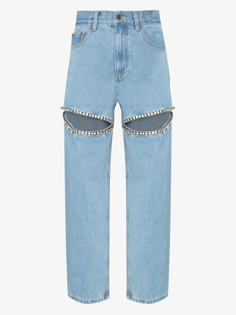Crystal Slit Wide Leg Jeans