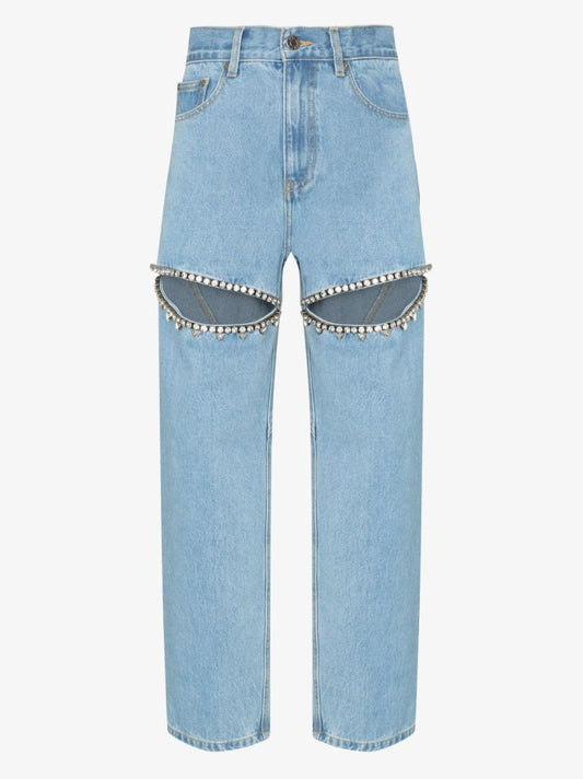 Crystal Slit Wide Leg Jeans
