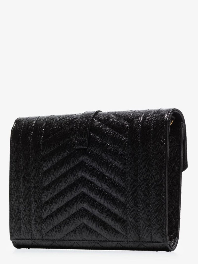 Black Envelope Leather Clutch Bag