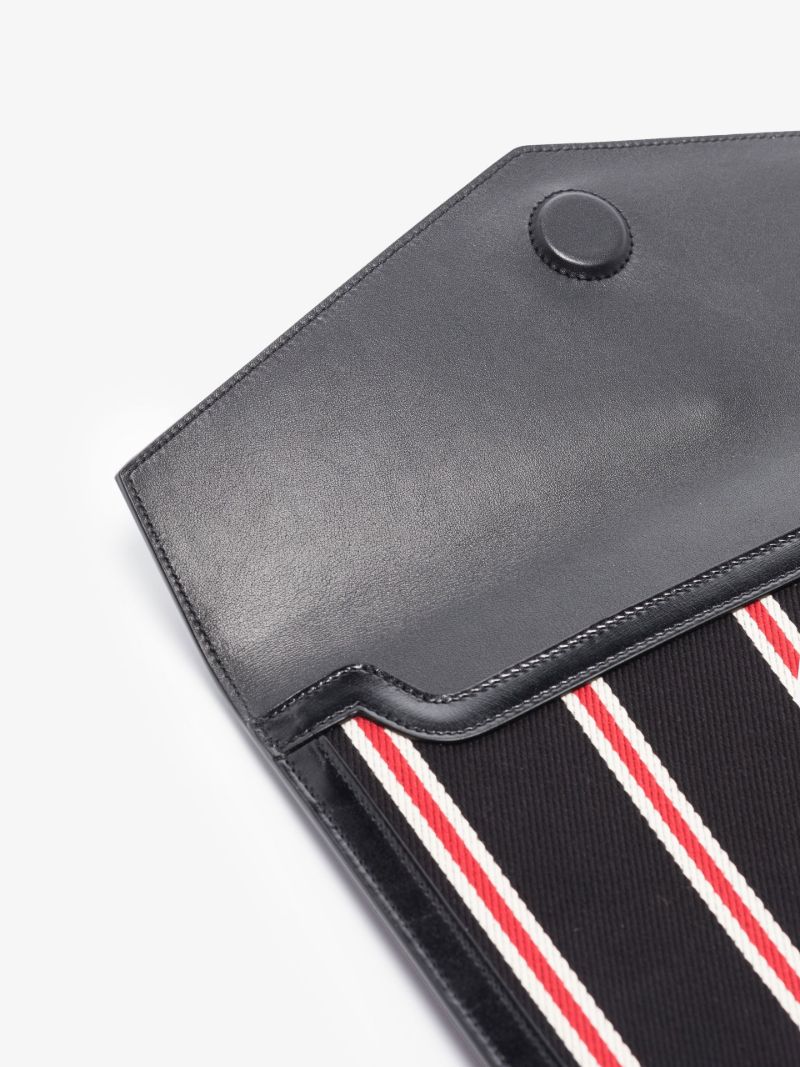 Black Uptown Striped Canvas Clutch Bag
