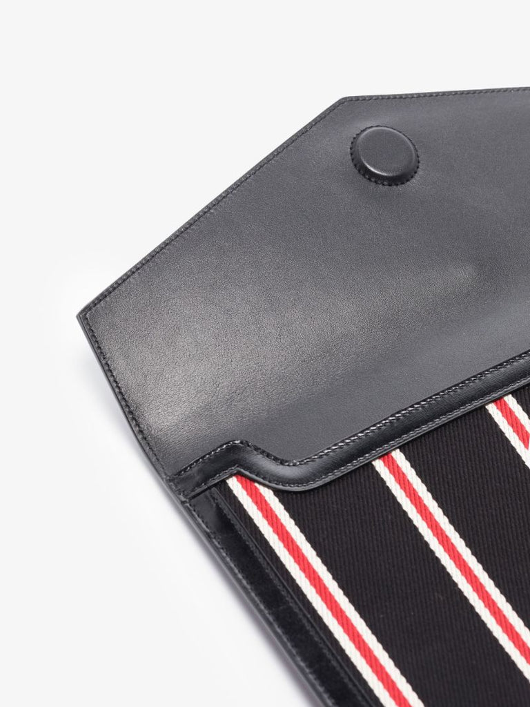 Black Uptown Striped Canvas Clutch Bag