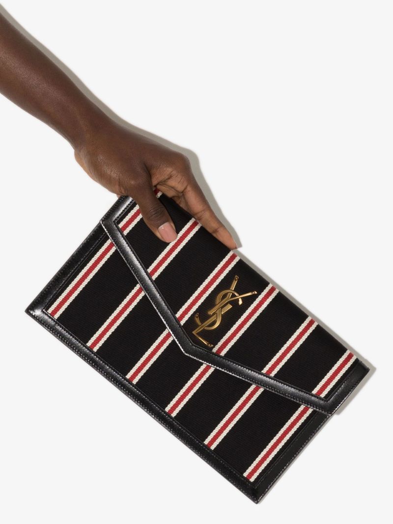 Black Uptown Striped Canvas Clutch Bag