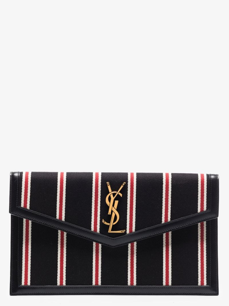 Black Uptown Striped Canvas Clutch Bag