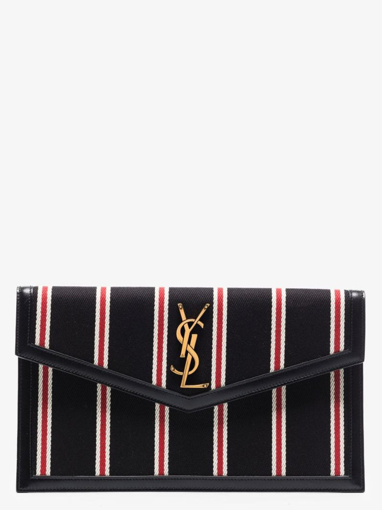 Black Uptown Striped Canvas Clutch Bag