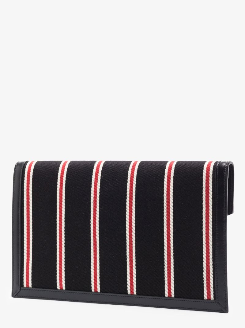 Black Uptown Striped Canvas Clutch Bag