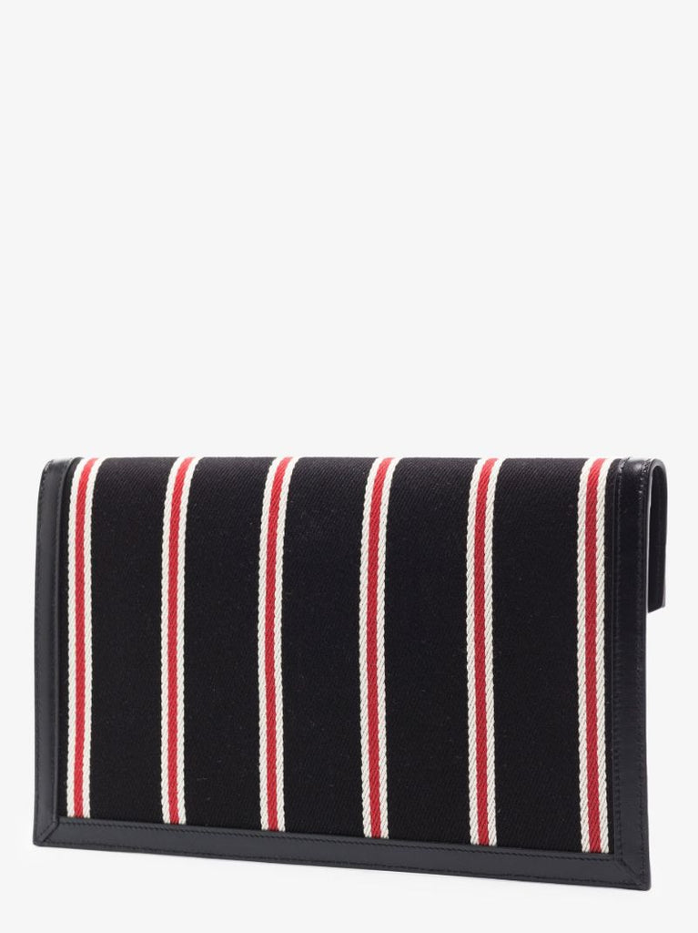 Black Uptown Striped Canvas Clutch Bag