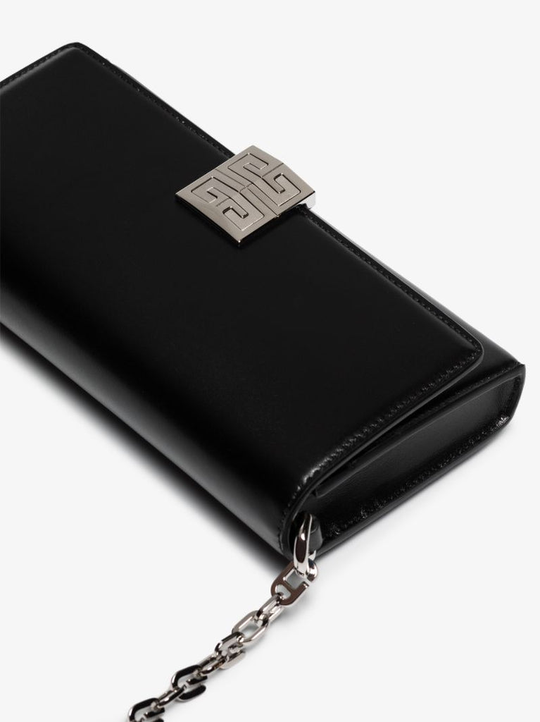 Black 4g Leather Wallet on Chain
