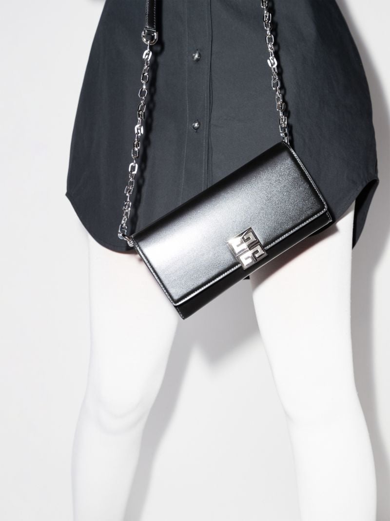 Black 4g Leather Wallet on Chain