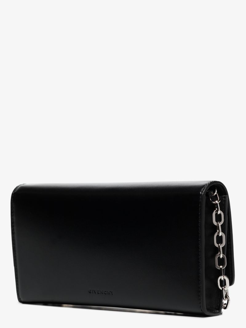 Black 4g Leather Wallet on Chain