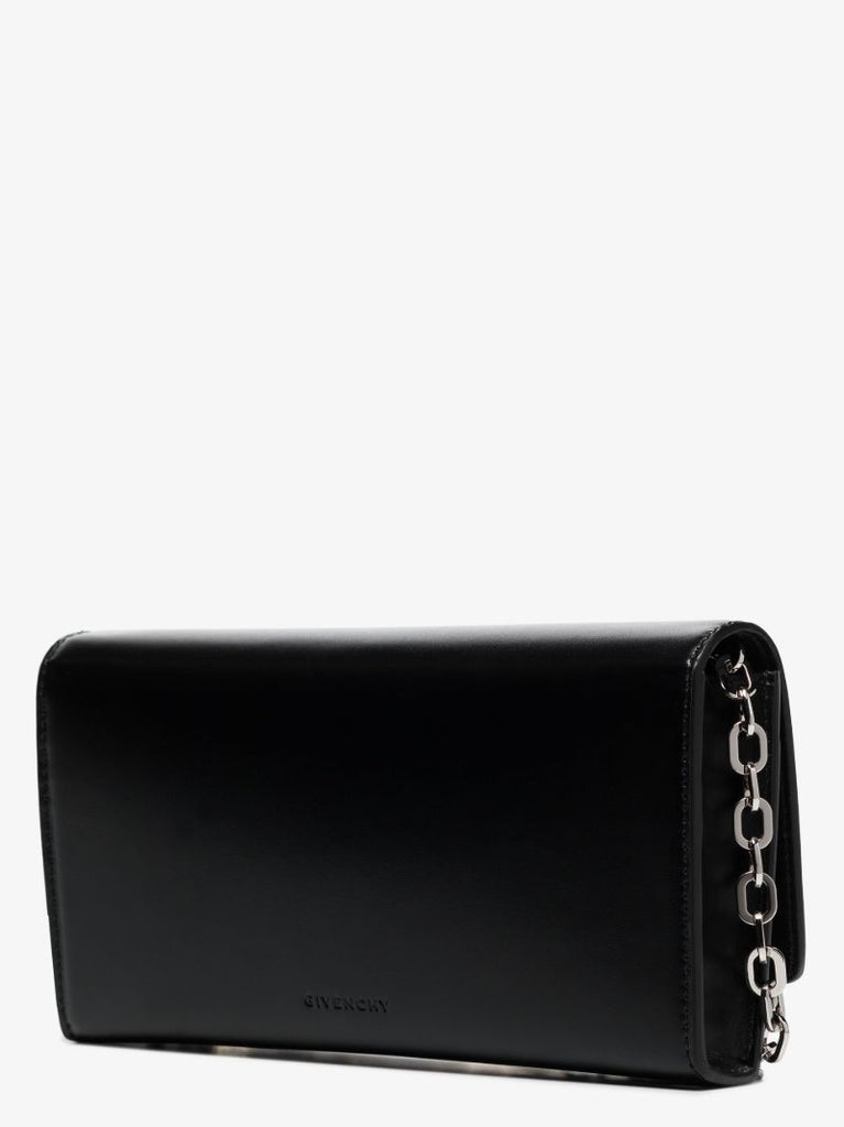 Black 4g Leather Wallet on Chain